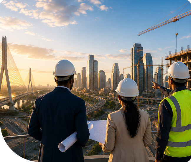 Ingénieurs IRES face à un ouvrage d'art